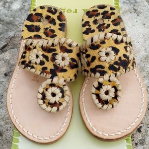 Jack Rogers Leopard Print Tan & Black Girls Sandals